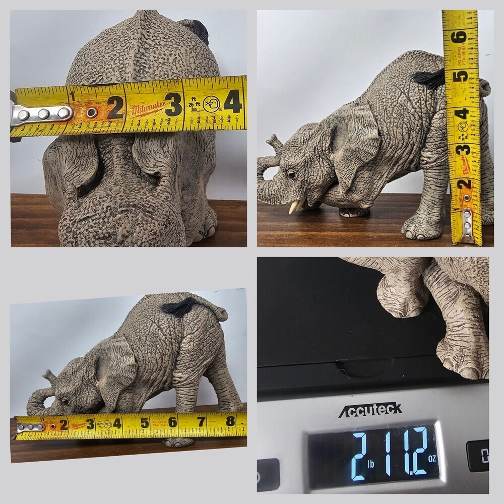 Vtg The Herd By Martha Carey- Duke #3146 Heavy Kneeling Elephant Figurine 8x5.5" - Picture 8 of 8